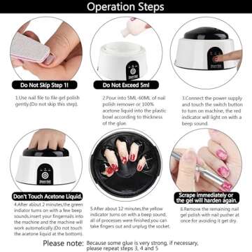 Gel Nail Polish Remover Steam Nail Remover Machine Set, Portable Nail Steamer Steam Off Gel Polish Remover Machine for Nail Polish,Electric Acetone Steamer Finger Nail Remover with Nail Cleaner Pusher