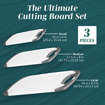 BPA-Free Cutting Board Set - 3 Sizes & Non-Slip Handles