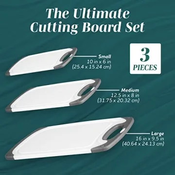 BPA-Free Cutting Board Set - 3 Sizes & Non-Slip Handles