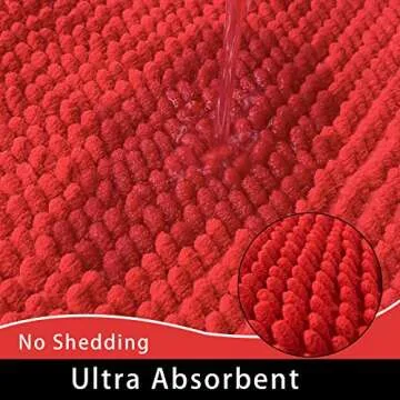 Eanpet Chenille Bath Mat Non-Slip Microfiber Floor Mat Baby Bath Mat for Kids Ultra Soft Washable Bathroom Dry Fast Water Absorbent Shower Mat Area Rug (15.7" x 23.6", Red)