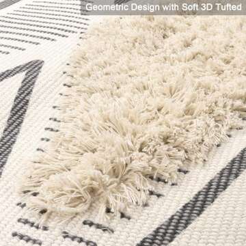 LEEVAN Boho Runner Rug - Tufted Geometric Hallway Design