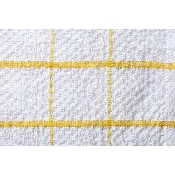 AMOUR INFINI Dish Cloths Set of 8 – Highly Absorbent, Super Soft Multi-Purpose 12x12 Inch Terry Cotton Dishcloth for Kitchen Cleaning, Drying Dishes, Wiping (Yellow)