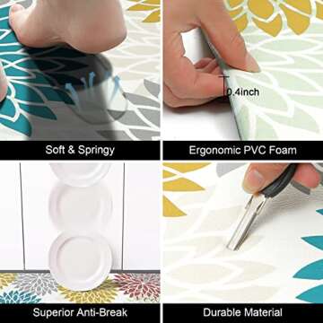 HEBE Anti Fatigue Kitchen Rug Sets Comfort and Non Slip Mats