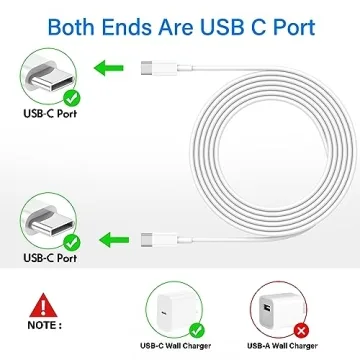 USB C to USB C Charger Cable Set 3Pack 6ft 60W