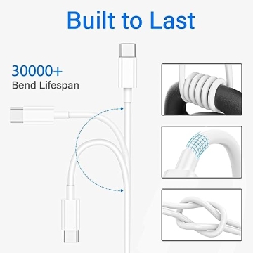 USB C to USB C Charger Cable Set 3Pack 6ft 60W