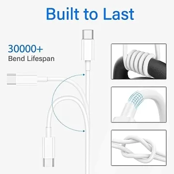 USB C to USB C Charger Cable Set 3Pack 6ft 60W