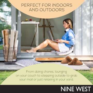 Nine West Scuff Slippers For Women, Extra Soft & Comfortable Winter House Shoes, Tan, Medium 7-8