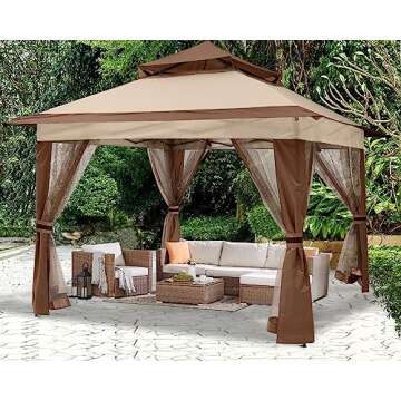 ABCCANOPY Pop Up Gazebo 13x13 - Outdoor Canopy Tent with Mosquito Netting for Patio Garden Backyard (Beige)