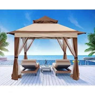 ABCCANOPY Pop Up Gazebo 13x13 - Outdoor Canopy Tent with Mosquito Netting for Patio Garden Backyard (Beige)