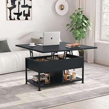 cosimates Lift Top Coffee Table ，4 in 1 Multi-Function Coffee Table with Hidden Compartment ，Mod...
