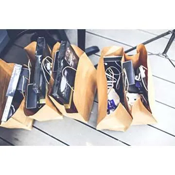 BagDream 16x6x12 Inches 50Pcs Kraft Paper Bags with Handles Bulk Brown Paper Shopping Bags Grocery Bags Mechandise Retail Bags, 100% Recyclable Large Paper Gift Bags