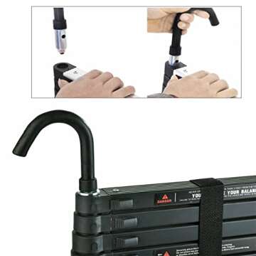 Telescoping Ladder 12FT Extension Ladder with 2 Detachable Roof Ladder Hooks 2.8", Collapsible Ladders for Home, Aluminum Telescopic Extendable Ladder Rv Ladder Loft Ladder, Max 330 Lb Capacity, EN131