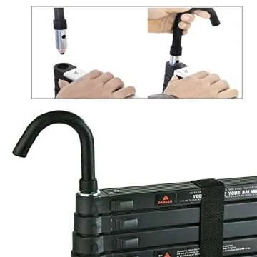 Telescoping Ladder 12FT Extension Ladder with 2 Detachable Roof Ladder Hooks 2.8", Collapsible Ladders for Home, Aluminum Telescopic Extendable Ladder Rv Ladder Loft Ladder, Max 330 Lb Capacity, EN131