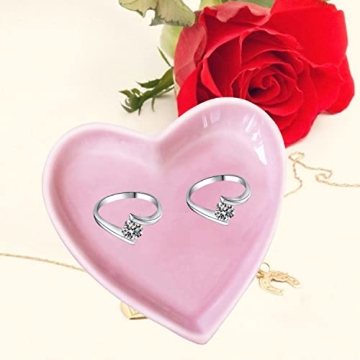 Charming Pink Ceramic Jewelry Tray for Women Gifts