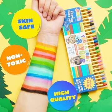 JOYIN 24 Color Face Paint Crayons Safe Fun for Parties