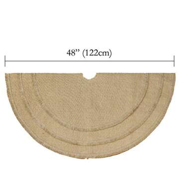 Ivenf Christmas Tree Skirt, 48 inches Natural Burlap Jute Plain with Tassels, Rustic Xmas Holiday Decoration…