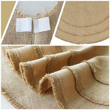 Ivenf Christmas Tree Skirt, 48 inches Natural Burlap Jute Plain with Tassels, Rustic Xmas Holiday Decoration…
