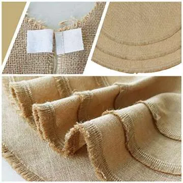 Ivenf Christmas Tree Skirt, 48 inches Natural Burlap Jute Plain with Tassels, Rustic Xmas Holiday Decoration…