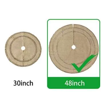 Ivenf Christmas Tree Skirt, 48 inches Natural Burlap Jute Plain with Tassels, Rustic Xmas Holiday Decoration…