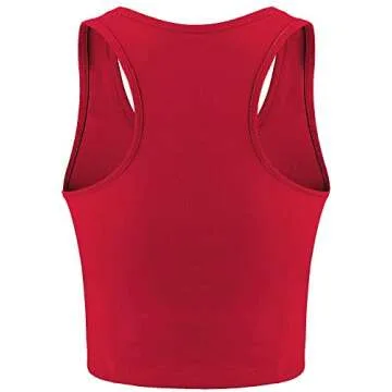 Boao 3 Pieces Crop Tops for Women, Workout Tops Basic Cropped Tank Tops Sleeveless Racerback Sports Gym Crop Tank for Teen Girls (Black, Dark Grey, Red, Small)