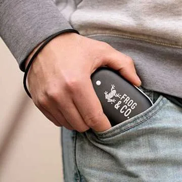 Survival Frog Rechargeable Hand Warmer - 5200 mAh USB Power Bank & Charger for iPhone & Android - Double Sided Electric Hand Warmer - Great for Camping, Outdoors - Gifts for Women, Men (1 Pack, Black)