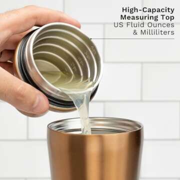 Elevated Craft Hybrid Cocktail Shaker - Premium Vacuum Insulated Stainless Steel Copper Cocktail Shaker - Innovative Measuring System - Martini Shaker for the Home Bartender - 28oz Total Volume