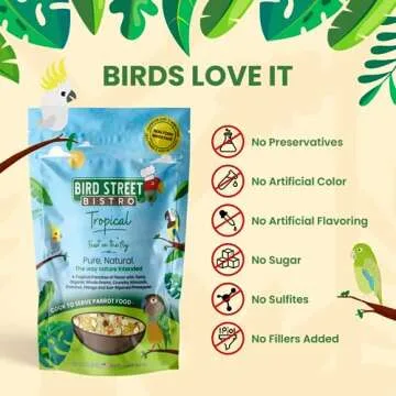 Bird Street Bistro Parrot Food - Parakeet Food - Cockatiel Food - Bird Food - Cooks in 3-15 min w/Natural & Organic Grains - Legumes - Non-GMO Fruits, Vegetables, & Healthy Spices