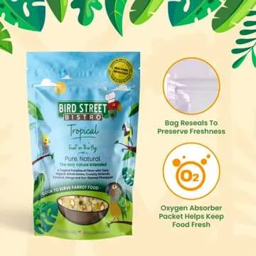 Bird Street Bistro Parrot Food - Parakeet Food - Cockatiel Food - Bird Food - Cooks in 3-15 min w/Natural & Organic Grains - Legumes - Non-GMO Fruits, Vegetables, & Healthy Spices