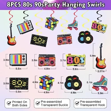Amandir 80s 90s Party Decorations Kit for Nostalgic Celebrations
