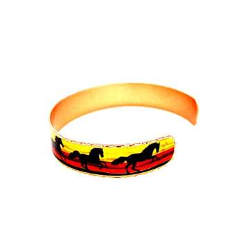 Artisan Copper Horse Cuff Bracelets with Sunset Colors for Equestrian Enthusiasts and Nature Lovers