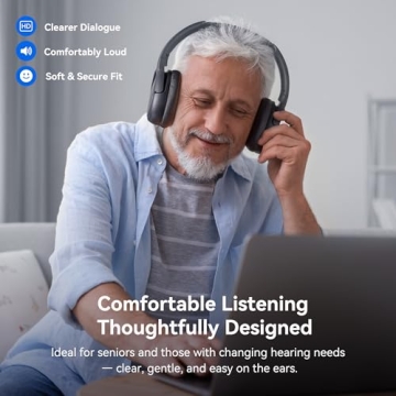 Wireless TV Headphones with Transmitter Base for All Ages