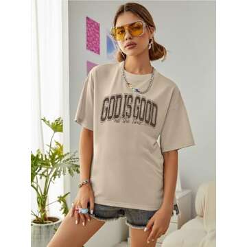 God Is Good Oversized Christian Shirt for Women