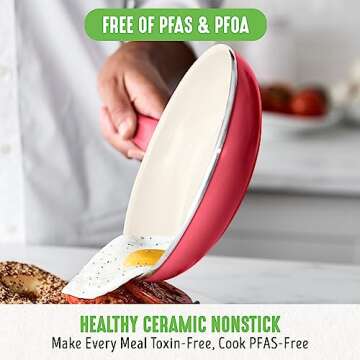 GreenLife Soft Grip 16 Piece Cookware Set, Non-Toxic PFAS-Free Ceramic Nonstick, Frying, Sauce, Saut...