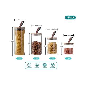 Emica Home Borosilicate Glass Kitchen Container/Canisters with Acacia Wood Air-tight Lid and PU Hand...