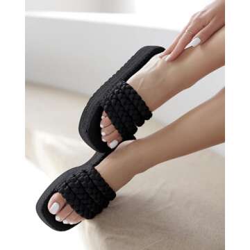 Coutgo Womens Platform Slides Sandals Espadrilles Braided Slip on Open Toe Backless Summer Dress Shoes