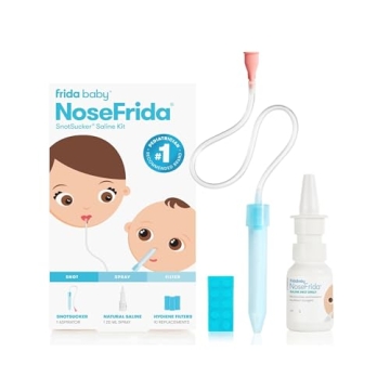 Frida Baby Saline Kit, Includes NoseFrida Nasal Aspirator for Baby, Baby Nose Sucker, Saline Nasal S...