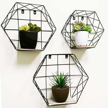 Admired By Nature 3pcs Stylish Geometric Wall Shelves