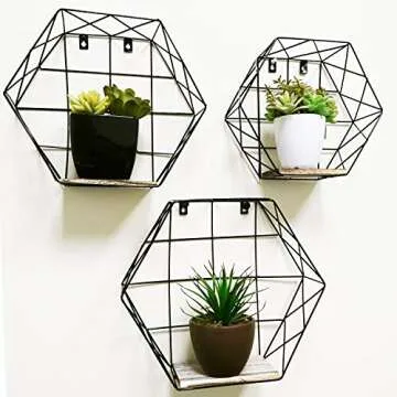 Admired By Nature 3pcs Stylish Geometric Wall Shelves