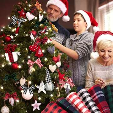 60pcs Buffalo Plaid Fabric, Christmas Cotton Fabric, 6 Styles Xmas Quilting Fabric Squares for Sewing Patchwork DIY Homemade Crafts (5.9 inches)