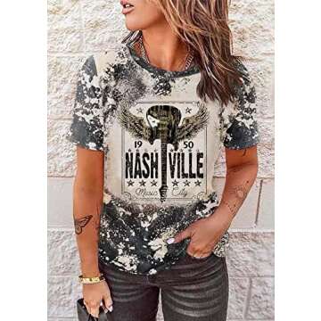 Vintage Western Shirt for Women Country Music Tshirt Tee Retro Western Graphic Printed Country Conce...
