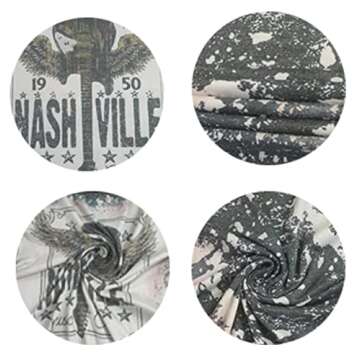 Vintage Western Shirt for Women Country Music Tshirt Tee Retro Western Graphic Printed Country Concert Shirts (X-Large,Bleached-Dark Gray)