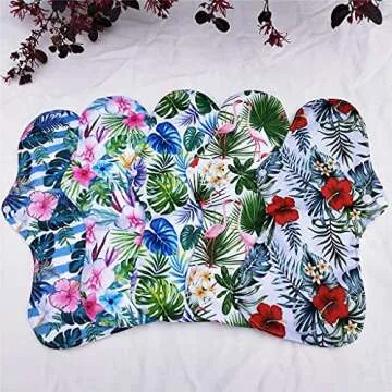 6pcs Resuable Incontinence Pads Resuable Waterproof Resuable Menstrual Pad Sets Including 5Pcs Heavy Flow Menstrual Pads Mama Cloth Sanitary Napkins + 1Pc Mini Wet Bag