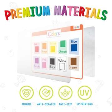 merka Placemats for Kids, Set of 4 Reusable, Washable Toddler Placemats with Non-Slip Back, Learn Le...