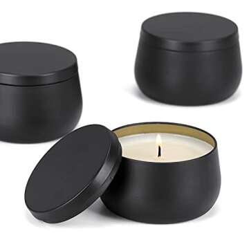Bulk 8oz Black Candle Tins with Lids for Candle Making
