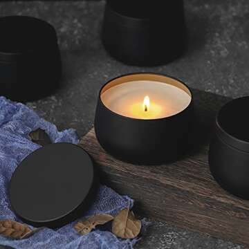Bulk 8oz Black Candle Tins with Lids for Candle Making