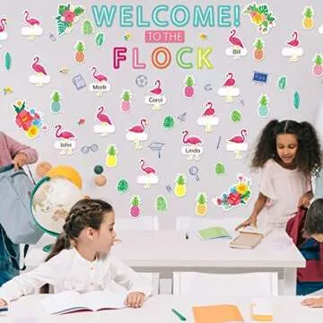 Tinlade 93 Pcs Flamingo Bulletin Board Set for Classroom