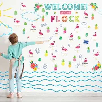 Tinlade 93 Pcs Flamingo Bulletin Board Set for Classroom