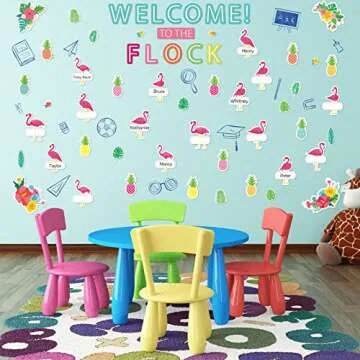 Tinlade 93 Pcs Flamingo Bulletin Board Set for Classroom