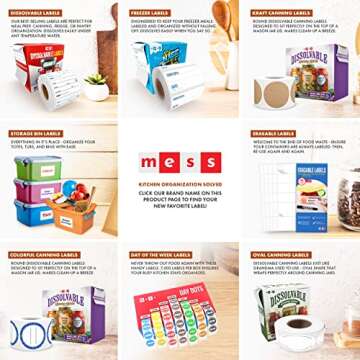 MESS Dissolvable Food Labels for Containers -Blank,1x2 50" Mason Jar Labels - Dissolvable Labels Work in 30 Seconds – Removable Freezer Labels for Food Containers - Canning Labels - Kitchen Stickers