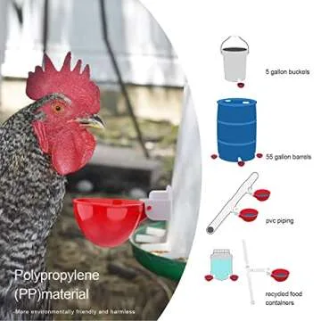 Darcvds Professional Chicken Waterer Cups, 8 Packs Large Chicken Water Feeder, Tee Fittings Poultry Waterer Suitable for Duck, Chicks, Goose, Turkey, Bunny and Bird with Mounting Hole Opener